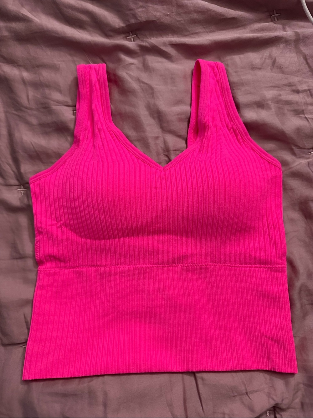 Ribbed V-Neck Cropped Tank Tops